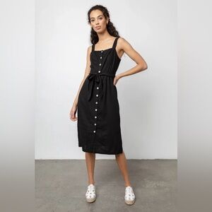 RAILS NWT The Clement Black Button Down Sleeveless Tie Waist Dress
